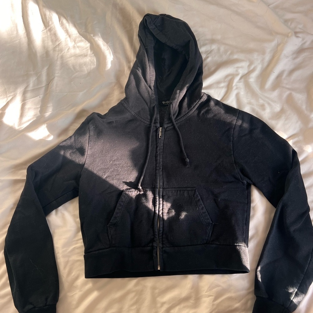 Brandy Melville Cropped Black Hoodie